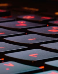 close up of keyboard and red light keys